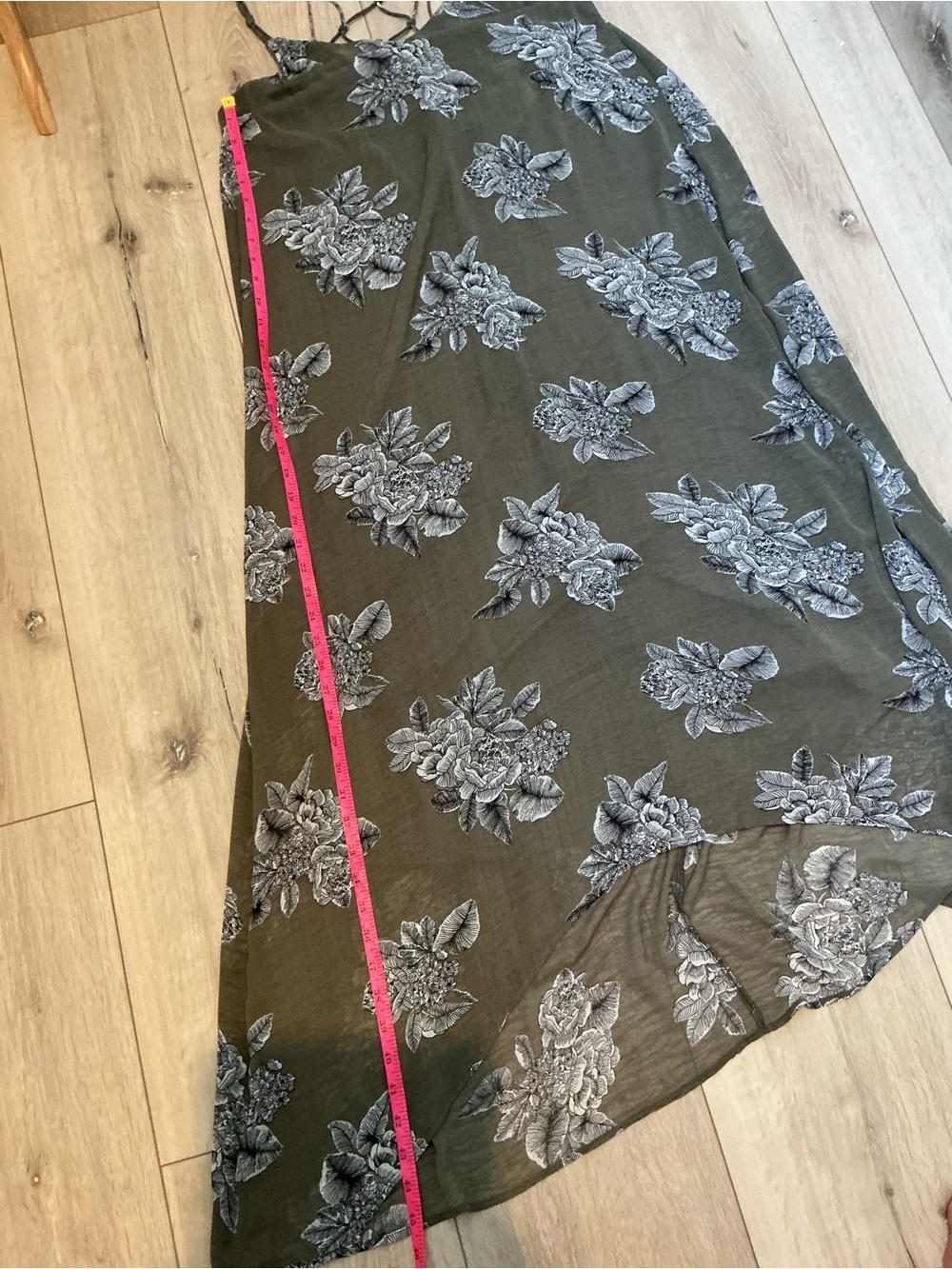 Love Stitch Olive Green Floral Maxi Dress with Black & White Print - Picture 7 of 10